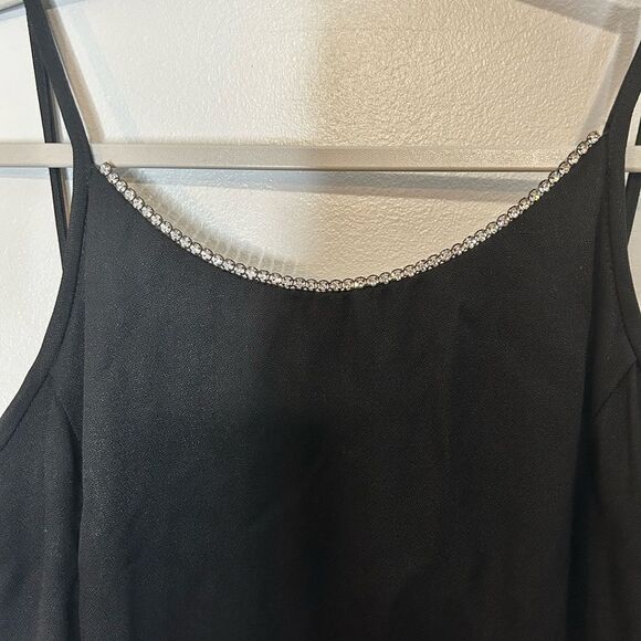 Vintage Jessica McClintock Rhinestone Neckline Little Black Dress - Picture 3 of 5